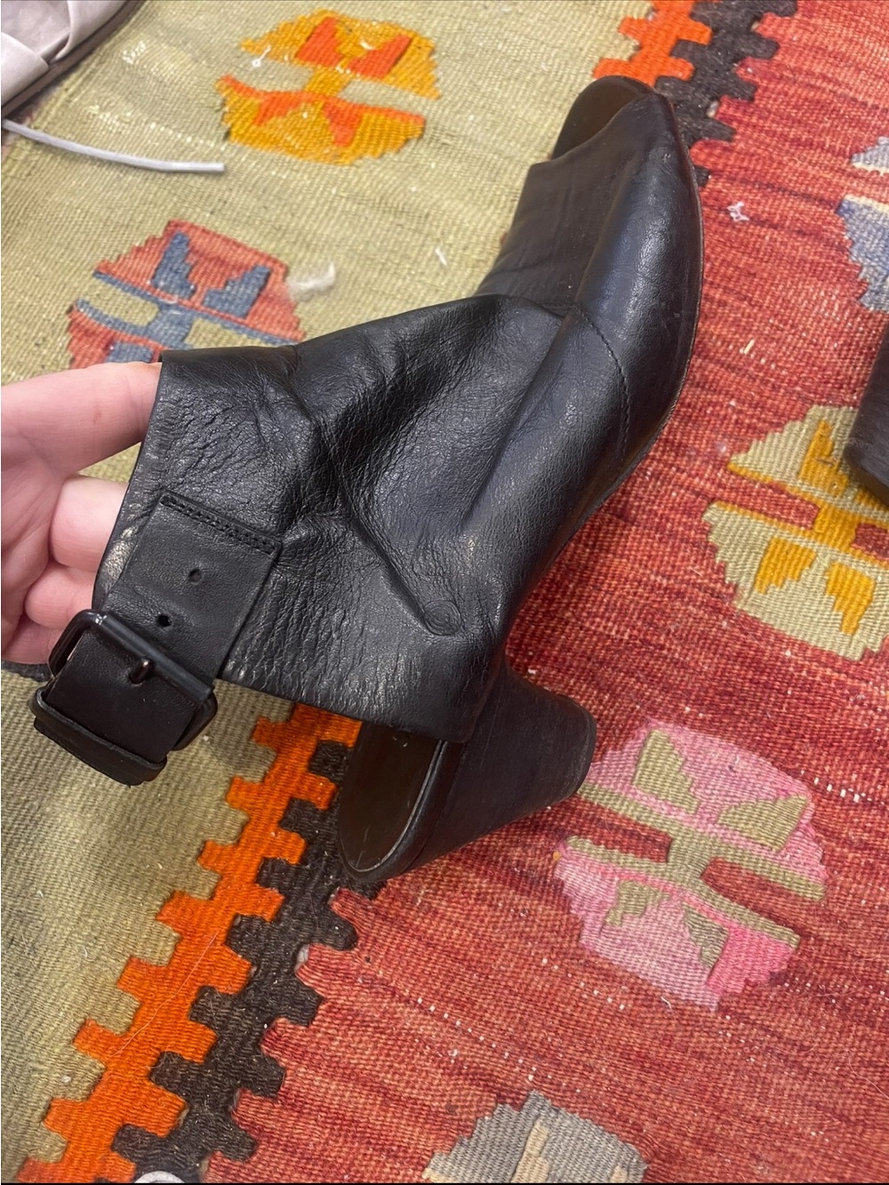Marsell Black Leather Peep-Toe Ankle Boots